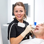Dental team member scanning patient’s mouth