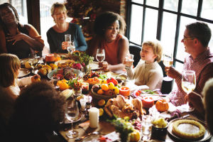 a family enjoying a holiday meal 